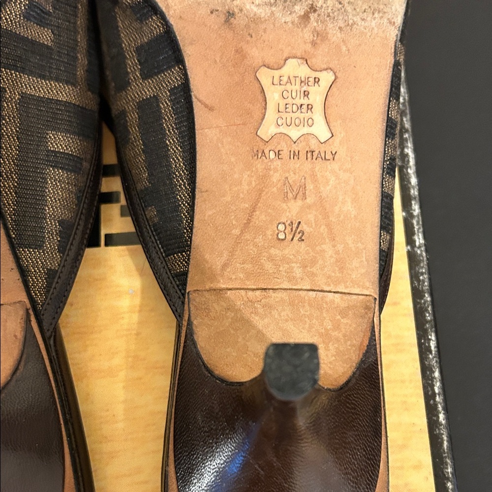 Fendi  Zucca Blk/Sand Mules - Picture 6 of 12